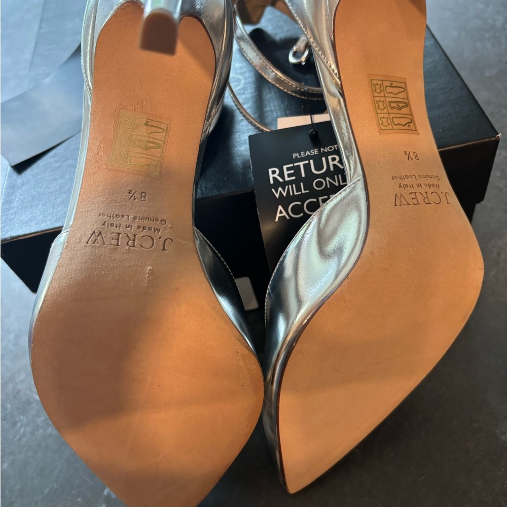 *New* J. Crew Strappy Silver Pumps
